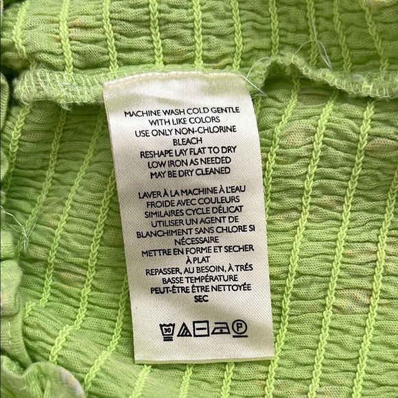 Free People Green Fitted Crop Blouse 3/4 Sleeve - Picture 6 of 7